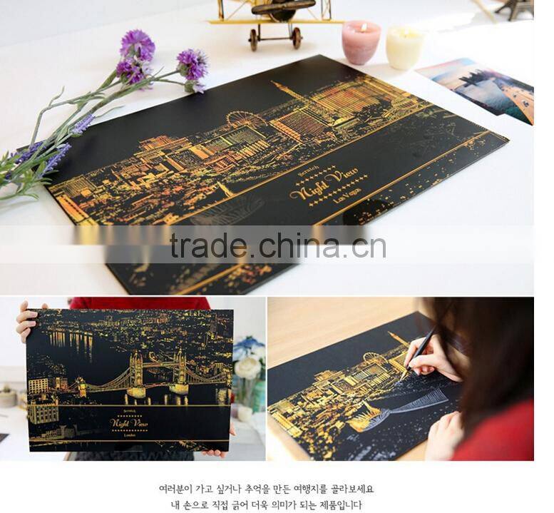 The World Best Golden Scratch Night View Series 3 Contents One Paper Free Drawing With Pen Tool Treasure Hunt Coloring Paper