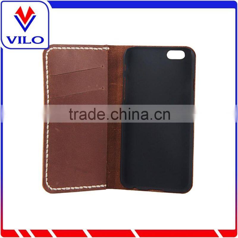 Genuine Handmade Cowhide Leather Wallet Case for iPhone 6
