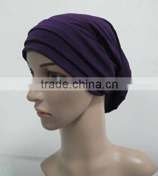 C003 plain tube underscarf with pleat,cotton underscarf and hats