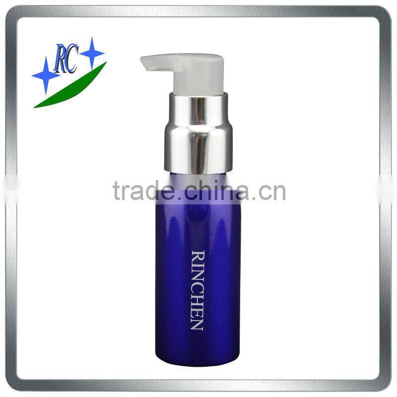 50ml blue color aluminum bottle with metal pump