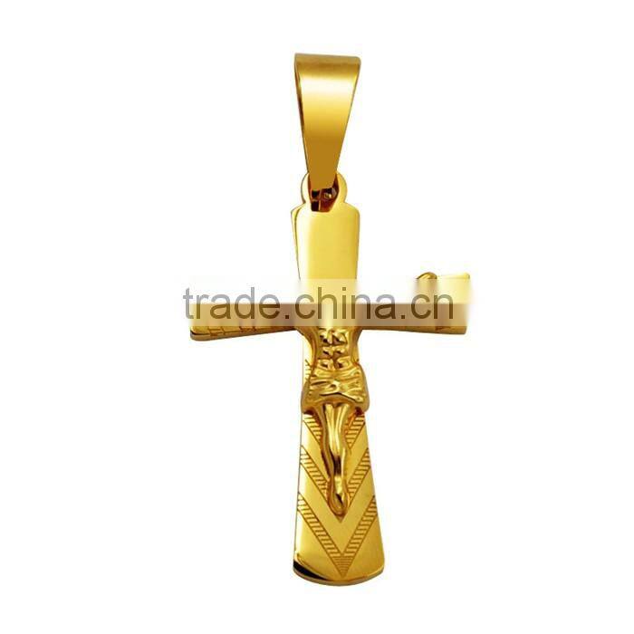 China wholesale JCN0330 stainless steel gold Jesus cross necklace pendant