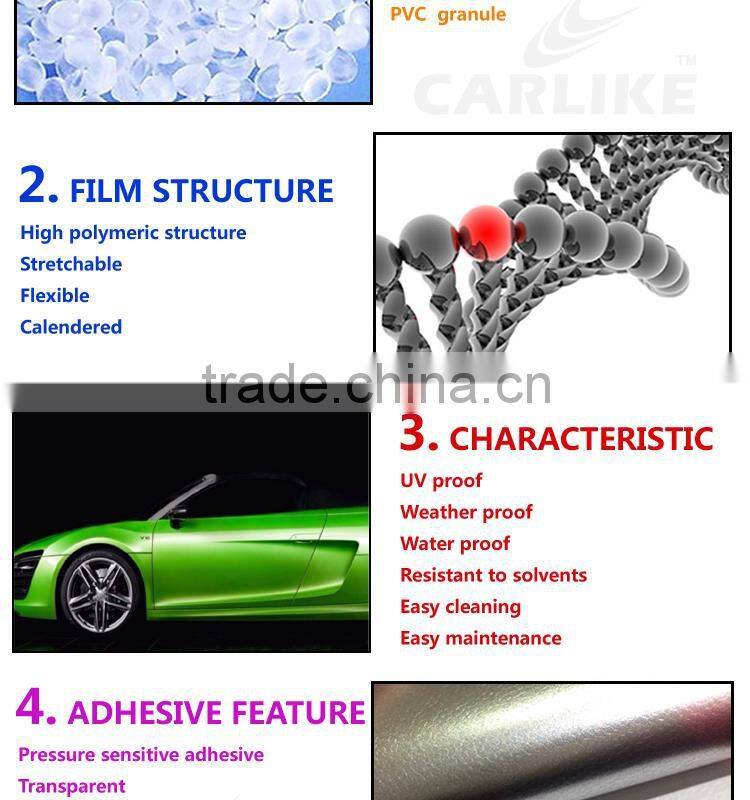 New Design 1.52x20m 5x65ft CARLIKE Candy-Colored Car Wrapping Vinyl Roll