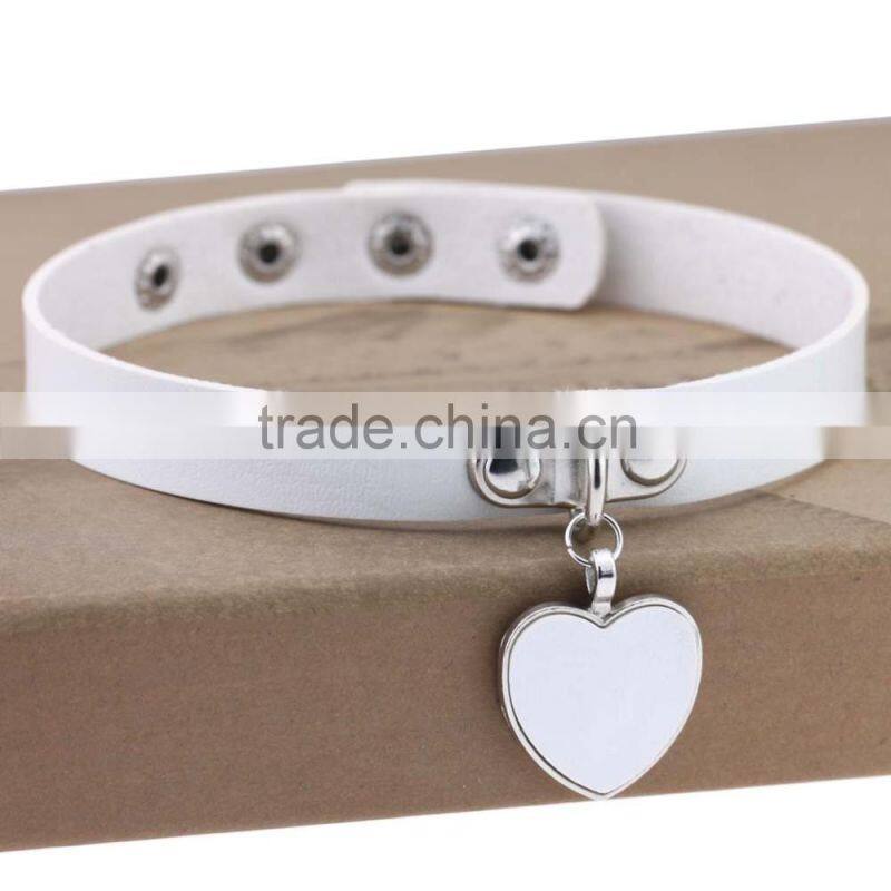 Wholesale anime rock Harajuku punk gothic heart necklace pendant leather necklace leather collar choker necklace bracelet