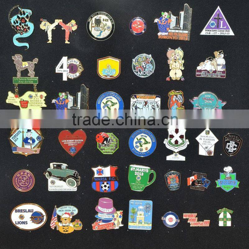 custom soft enamel gold plating metal round badge pin