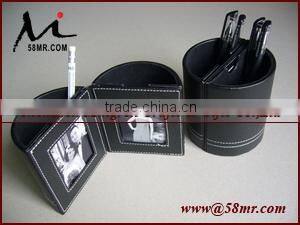 Wedding Leather Pen Holder with Photo Frame
