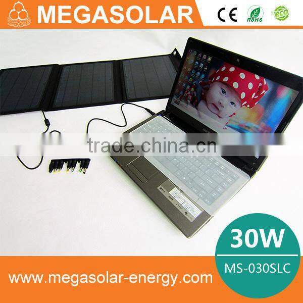 30w foldable laptop solar charger 5v 12v 16v 19v