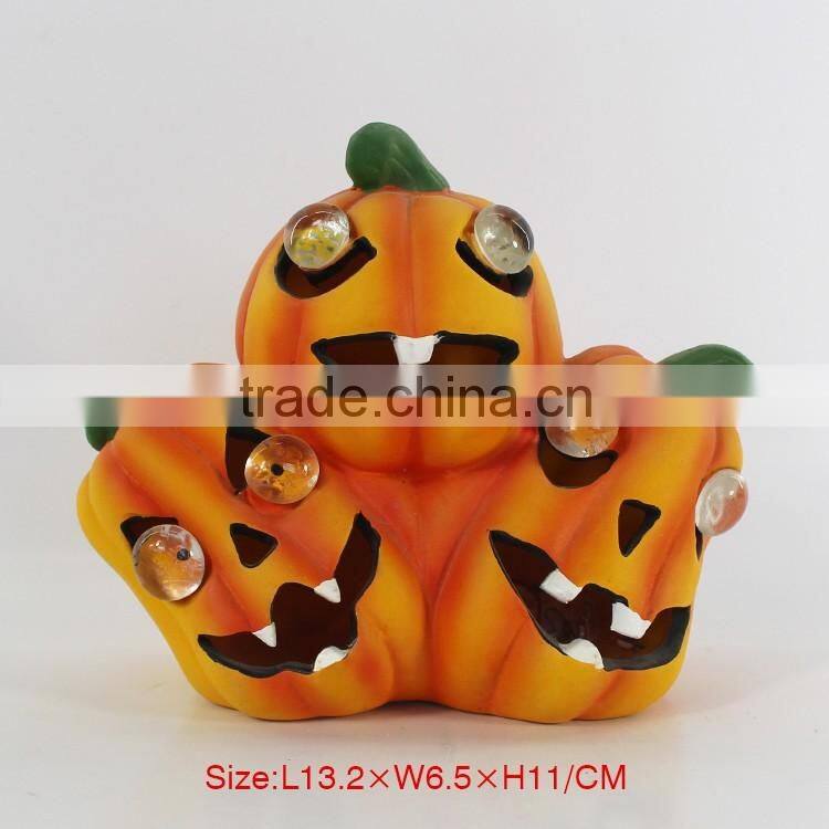 Customized Polyresin Wholesale Artificial Resin Halloween Pumpkin Candle Light Holder