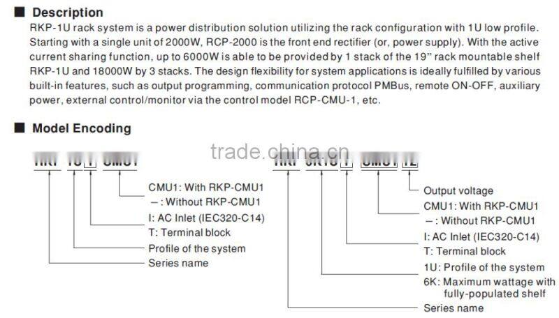 CE MEC approved meanwell rkp-1u rack system power supply 6kw 24v 240a