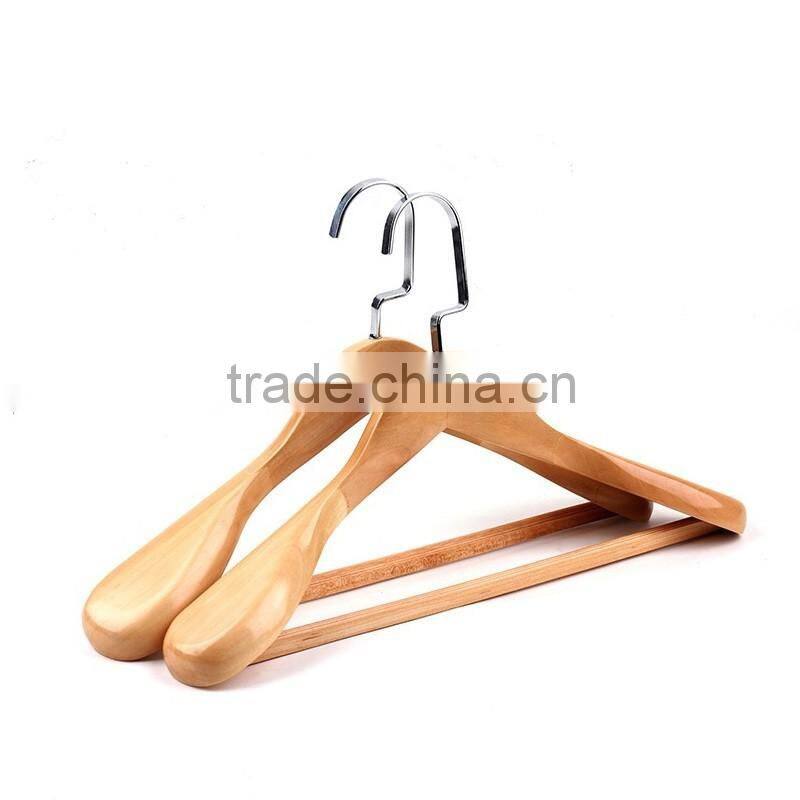 Wholesale High Quality straight wooden hangers widen shoulder hotel hanger