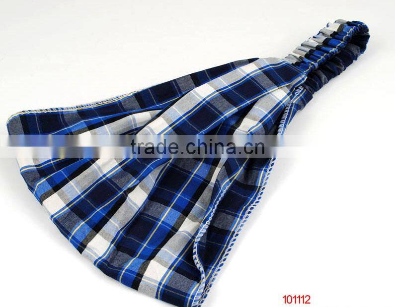 grid print fabric wide headband