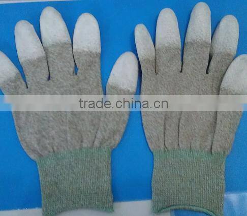 ESD Carbon Fiber PU Top Fit Gloves Anti-static Nylon Knit Gloves