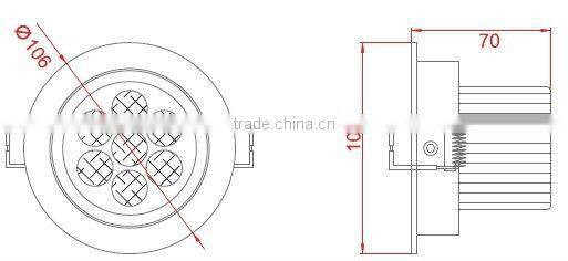 7W high power recessed led downlight housing