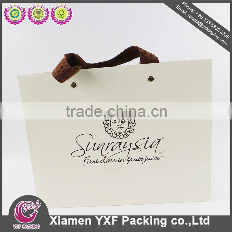 PP webbing Handle Bags Colored Kraft white reinforce paper Print Bag