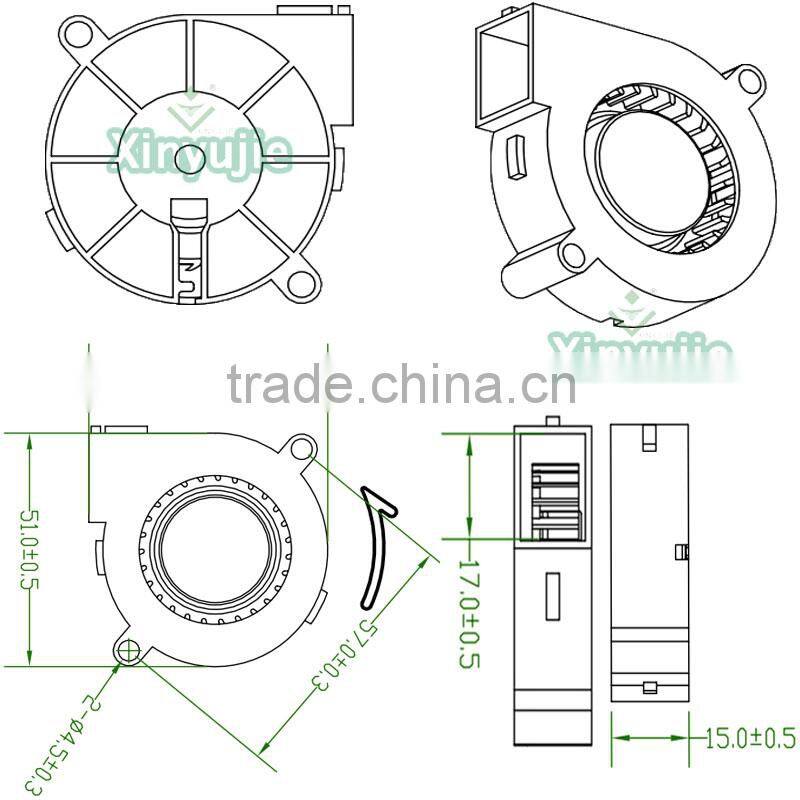 High quality XYJ5015B 5v 12v 24v small fan blower 51x51x15mm