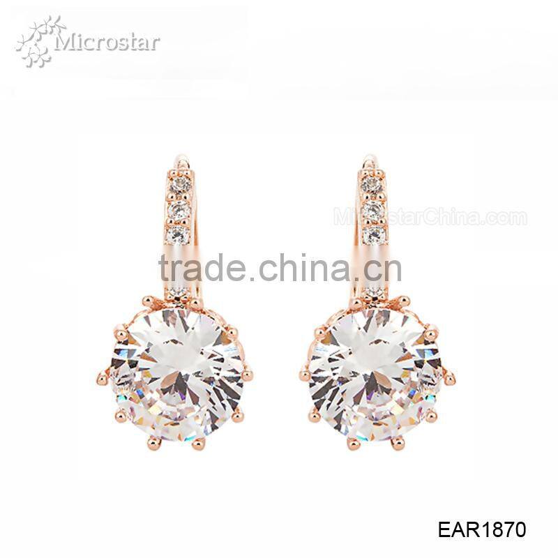 Lucky 18K Gold Four Leaf Clover Shape Diamond Stud Earring