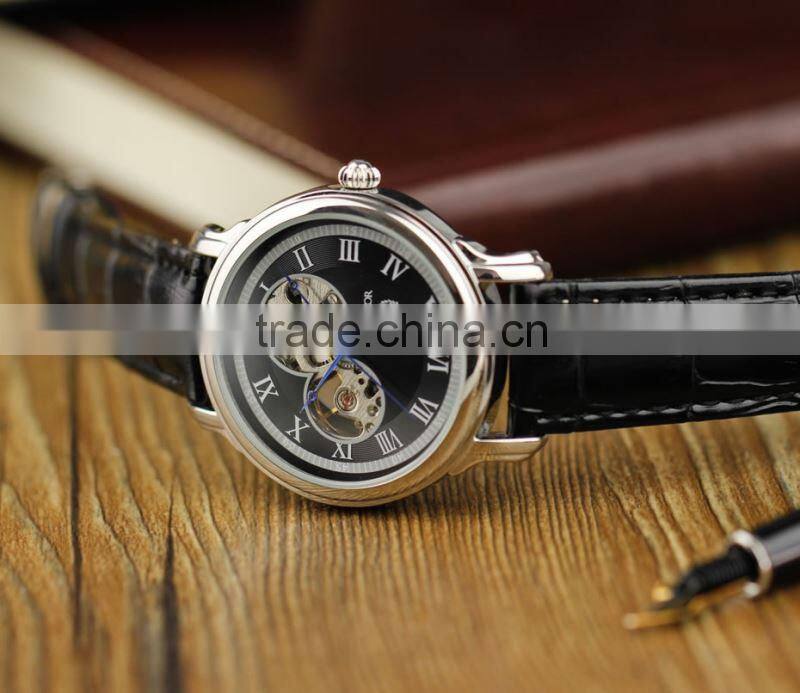 INFANTRY Men's Luxury Mechanical Silver Case Leather Deluxe Watch