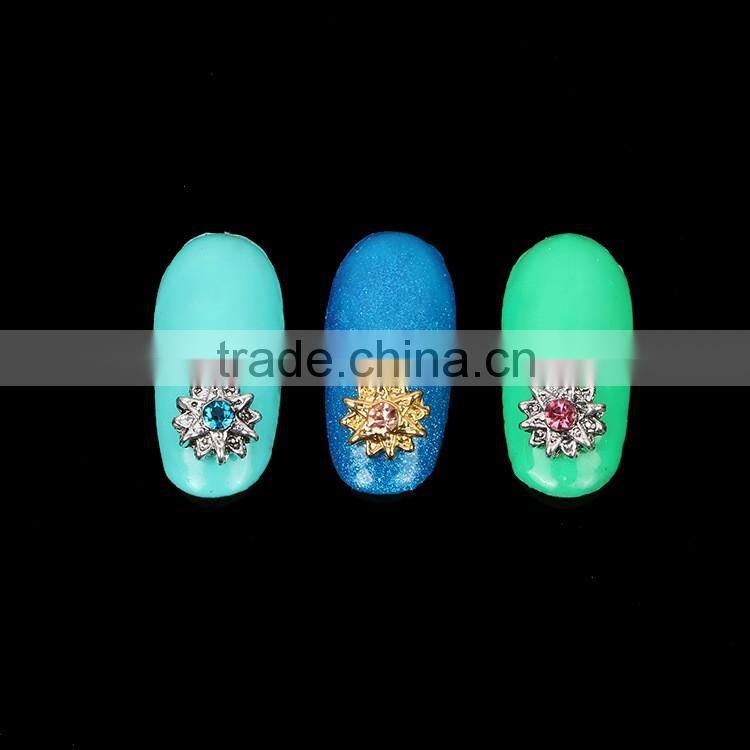 2016 Most Popular Beauty Japan Style Colorful Alloy Charms Gold Jewerly Designs Metal Nail Art Decoration