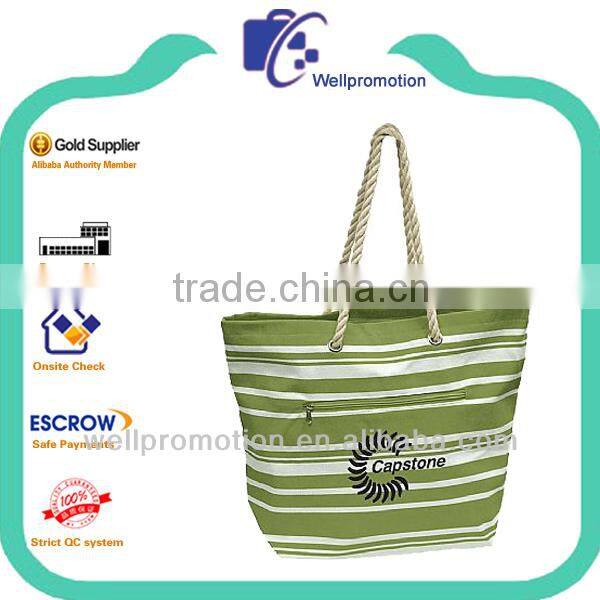 Wellpromotion cute design stripe cotton handle bag