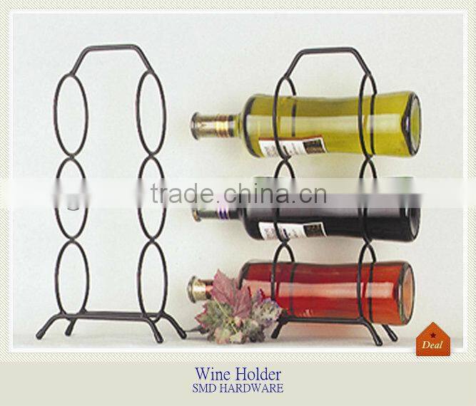 Three bottles metal wine holder with handle