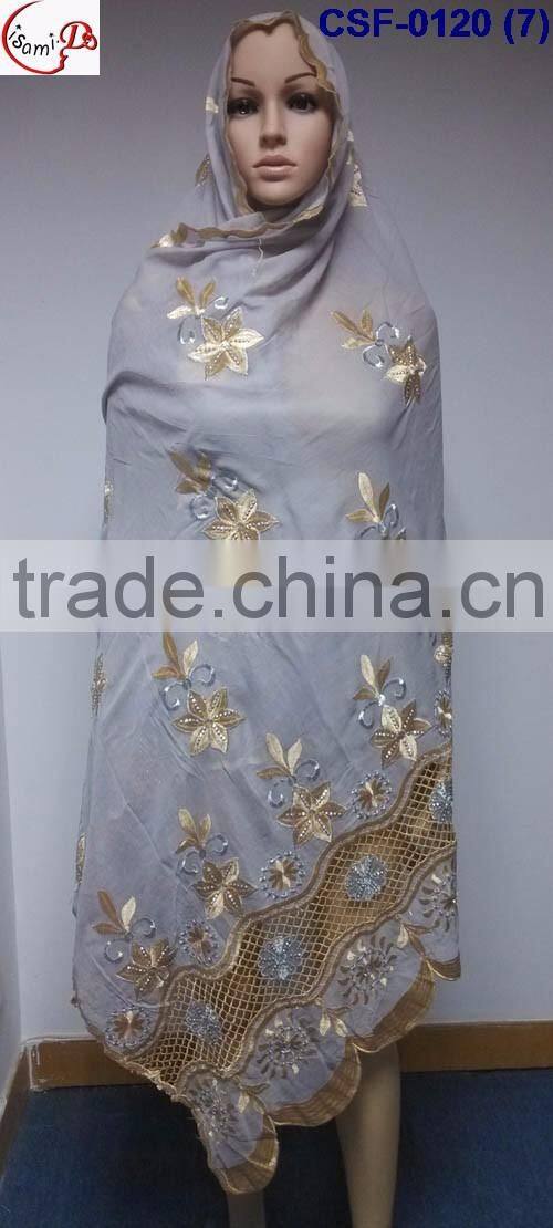 CSF-0120(8) 2016 hot sale Muslim scarf, embroidery scarves, shawls, wrap and pashmina