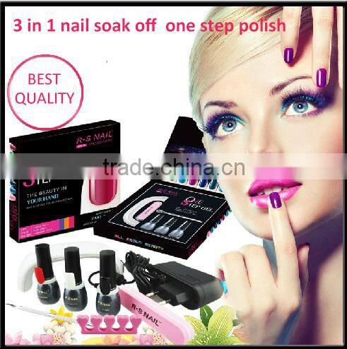 new professional nail art promotion gift 3 in 1 private label one step soak off uv gel nail polish set with led lamp