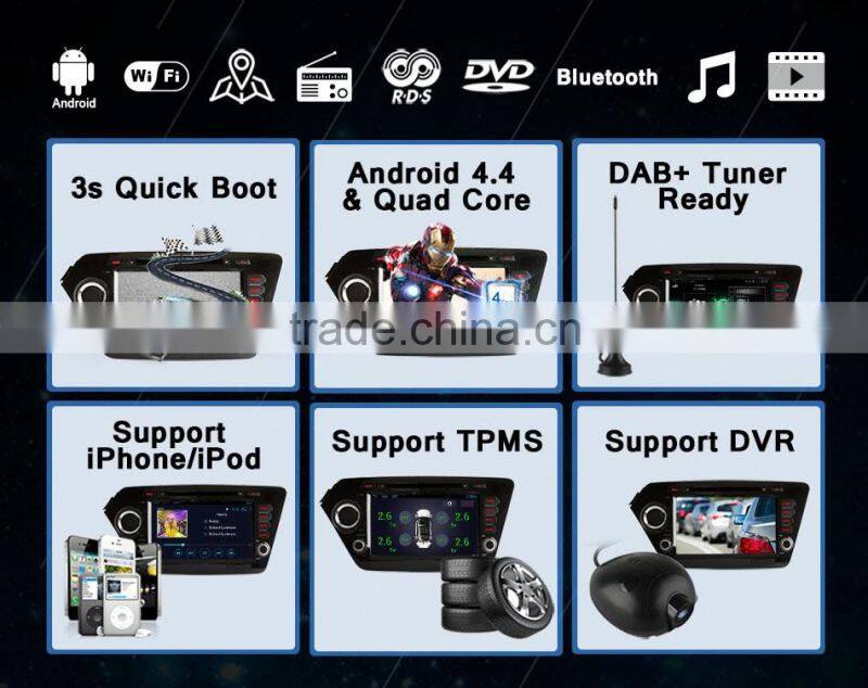 Ownice Android 4.4 touch screen Stereo Car GPS stereo for Kia Rio K2 with wifi bluetooth phonebook IPOD