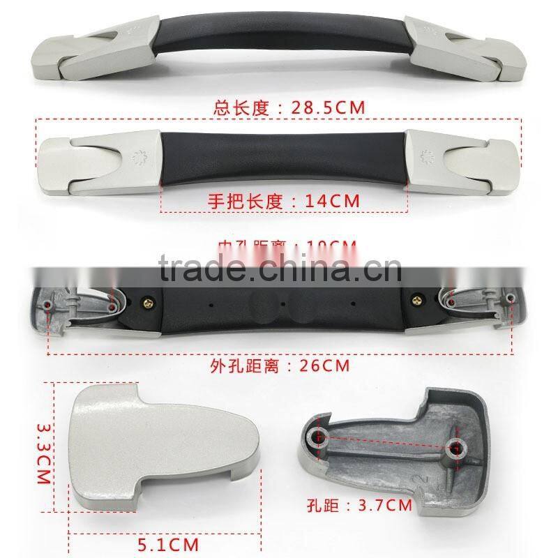 Luggage case plastic handle with metal, zinc alloy luggage carrying handle,Luggage parts soft handle