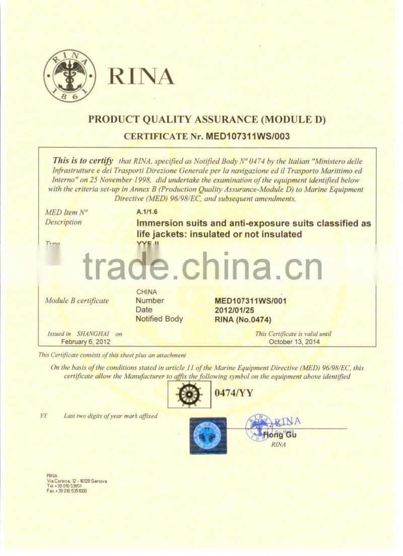 Factory direct sale immersion suits with high quality