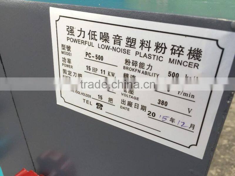 Zillion 15HP Great quality waste plastic crusher/plastic crushing machine blade sharpening machine recycling break roller mill