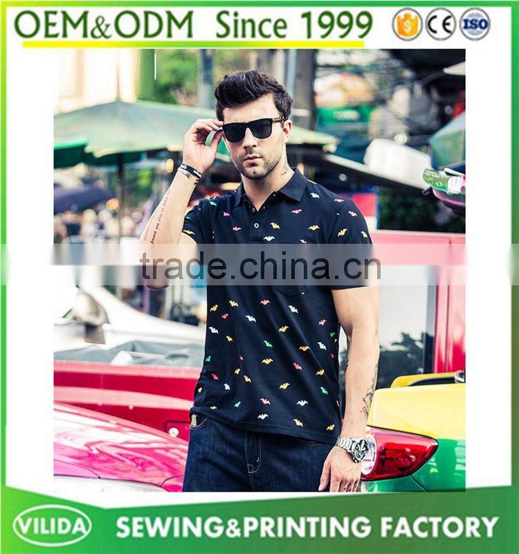 Europe style big size polo shirt for fat men's wholesale full printing polo shirt