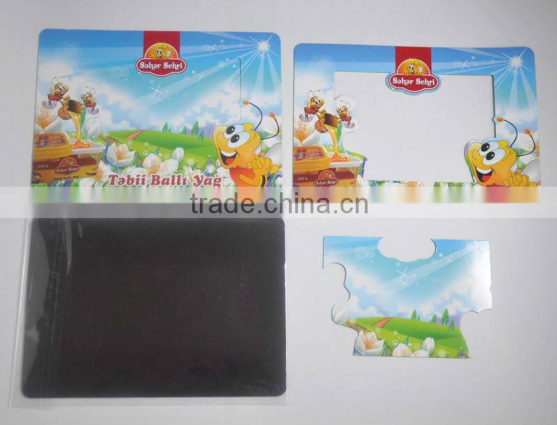 Custom made promotional die cut fridge magnet photo frame, cocacola photo frame fridge magnet