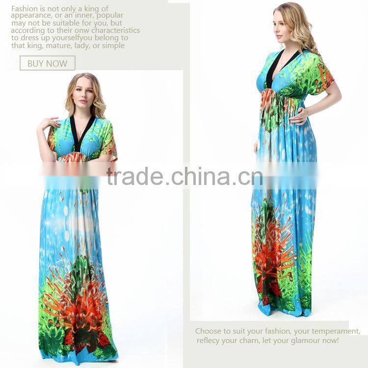 2016 new Bohemia beach Skirt bat sleeve dress