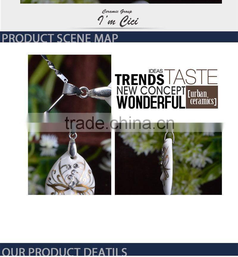 Handmade fancy head shape christmas white ceramic necklace