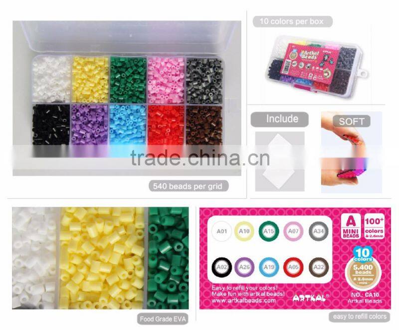 New Artkal 10 colors mini soft perler beads CA10 box sets educational toys
