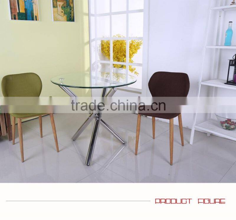 10 mm glass dining table with round recline legs