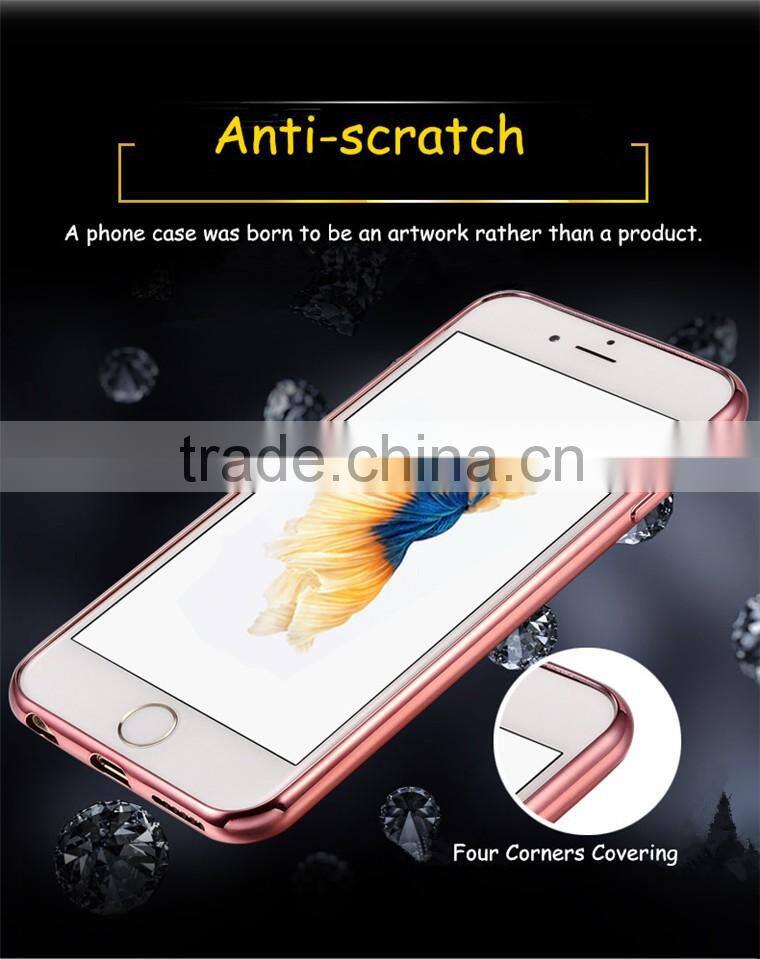 Hot Selling Luxury Garden Style Crystal Clear Soft TPU Diamante Eletroplated Case for Iphone 6