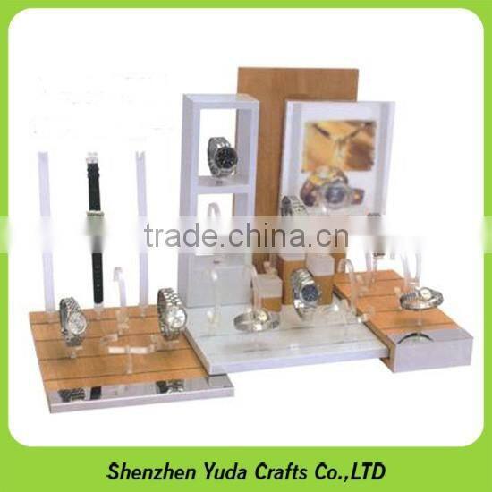 Elegant large wooden countertop watch display holder