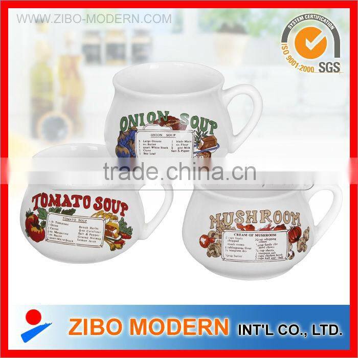 20oz ceramic soup mug with two handle