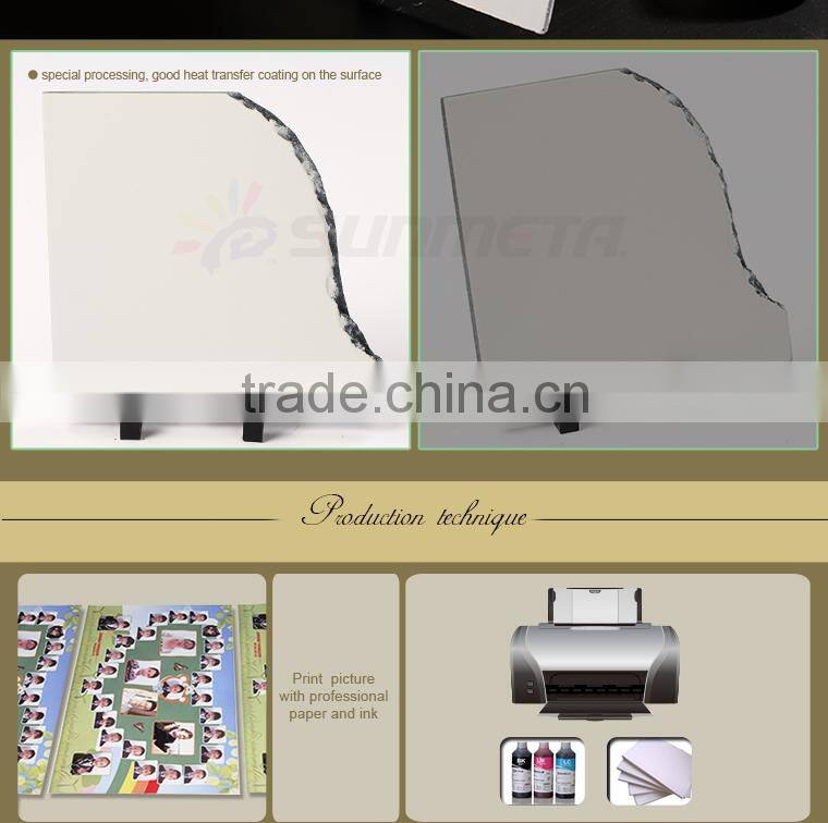 Sunmeta cheap supply irregular shaped 30*30cm heat press rock slate photo(SH-34)