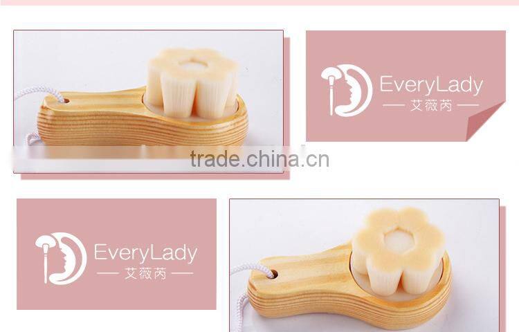 New design portable wooden handle facial cleansing brush