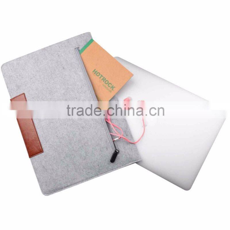 2016 new hot selling wool felt+ PU laptop sleeve bags with mouse bag for apple Macbook air pro , pro retina 11" 13.3" 15.4"