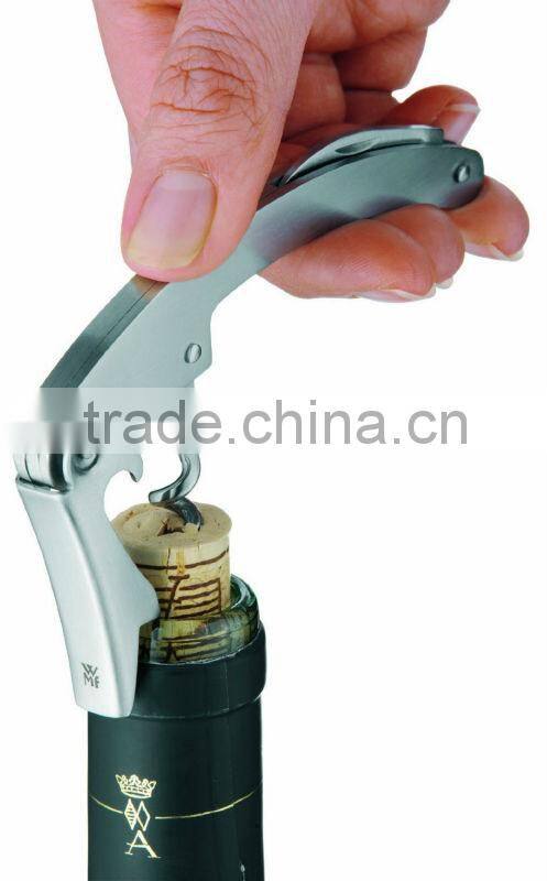 Double Hinged Waiter Style Corkscrew Wine Opener- Dark Red