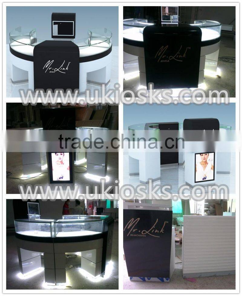Luxury baking paint jewelry kiosk, jewelery shop design, mall jewelry kiosk design for sale