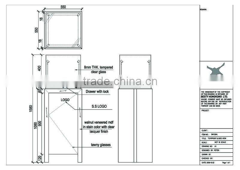 Top Canopy wood Exhibition Jewelry Cupboad Pedestal