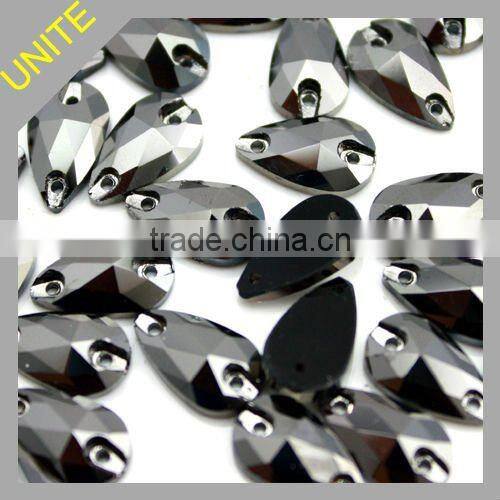 UNITE Clear Teardrop Sew-On Glass Stone Beads Rhinestones