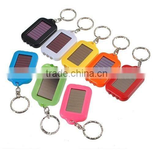Mini Solar Power Rechargeable 3LED Flashlight Keychain Torch