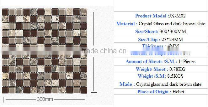 Coffee crystal mosaic glass tile and slate mix for sunny europe