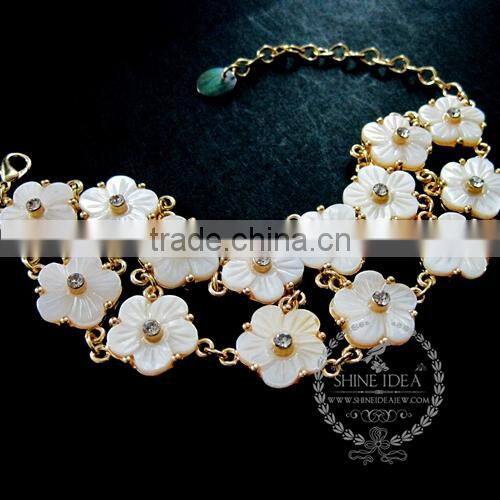 vintage white mother of pearl shell daisy flowers fashion women bracelet jewelry 6490035