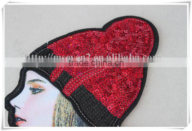 Latest Customized girls head design personalized embroidery patches