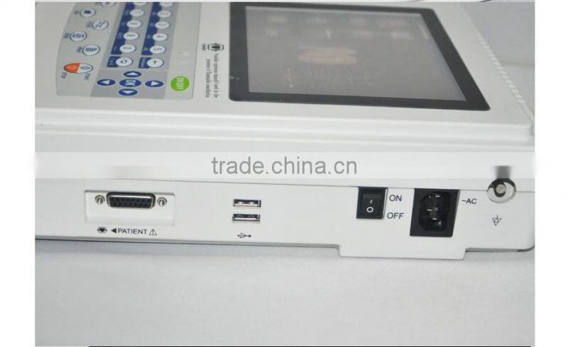 12 lead 12 Channel 8 inch Digital Electrocardiograph ECG Machine EKG 1200G 300 Cases with ECG Software